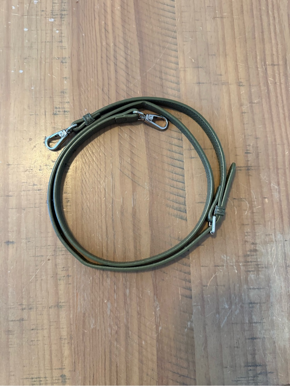 Adjustable Olive Green Genuine Leather Crossbody Strap